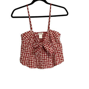 Cropped Milkmaid Country Western Gingham Boho Cowgirl Prairie Festival Size XS